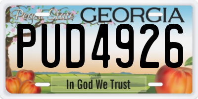 GA license plate PUD4926