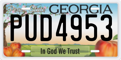 GA license plate PUD4953