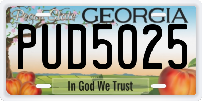 GA license plate PUD5025