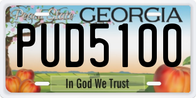 GA license plate PUD5100