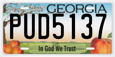 GA license plate PUD5137