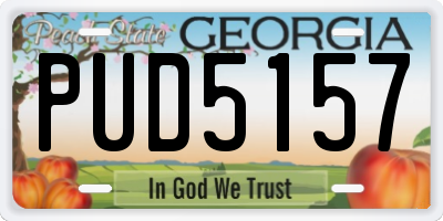 GA license plate PUD5157