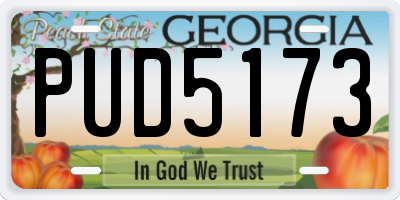 GA license plate PUD5173