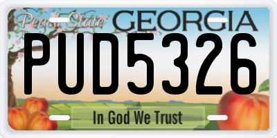 GA license plate PUD5326