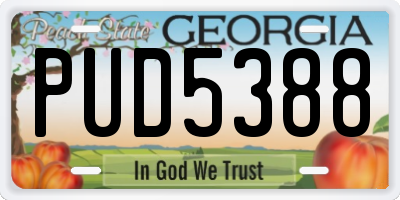 GA license plate PUD5388