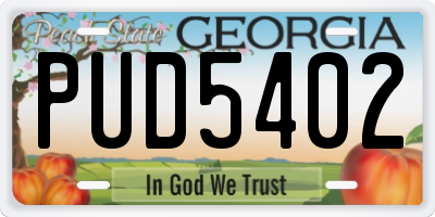 GA license plate PUD5402