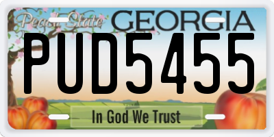 GA license plate PUD5455