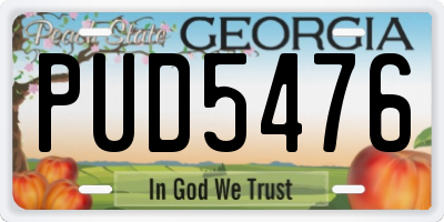 GA license plate PUD5476