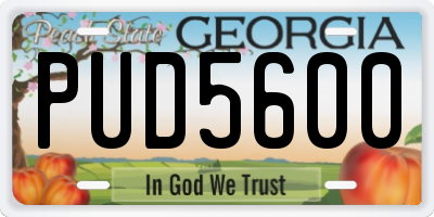 GA license plate PUD5600