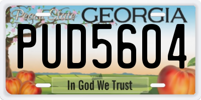 GA license plate PUD5604