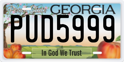 GA license plate PUD5999