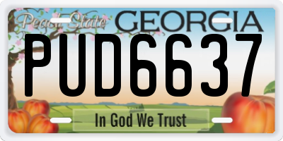 GA license plate PUD6637