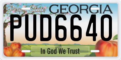 GA license plate PUD6640