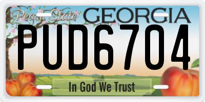 GA license plate PUD6704