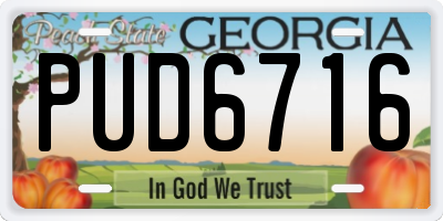 GA license plate PUD6716