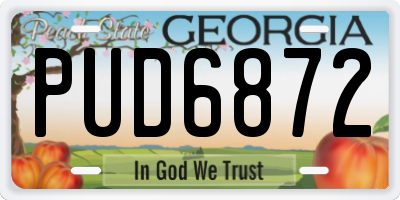 GA license plate PUD6872
