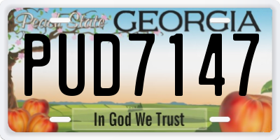 GA license plate PUD7147