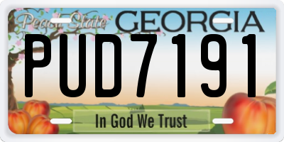 GA license plate PUD7191