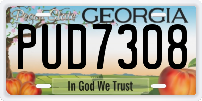 GA license plate PUD7308
