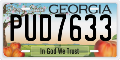 GA license plate PUD7633