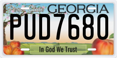 GA license plate PUD7680