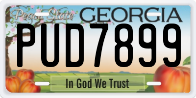 GA license plate PUD7899