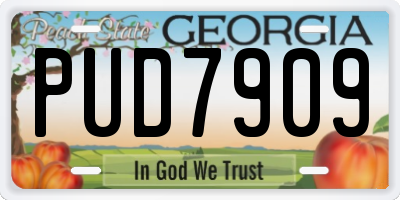 GA license plate PUD7909