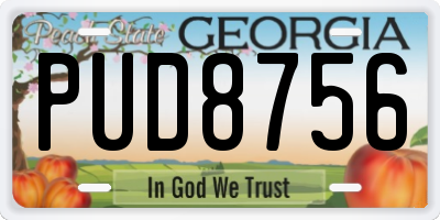 GA license plate PUD8756