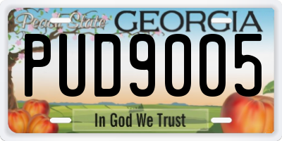 GA license plate PUD9005