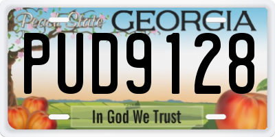 GA license plate PUD9128