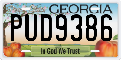GA license plate PUD9386