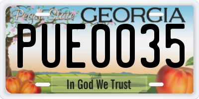 GA license plate PUE0035