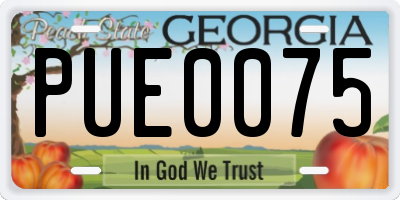 GA license plate PUE0075