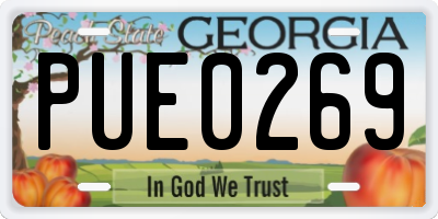 GA license plate PUE0269