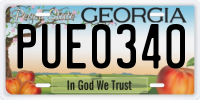 GA license plate PUE0340