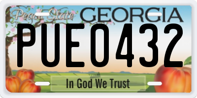 GA license plate PUE0432