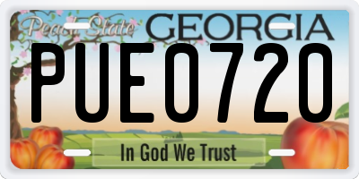 GA license plate PUE0720