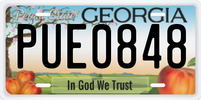 GA license plate PUE0848