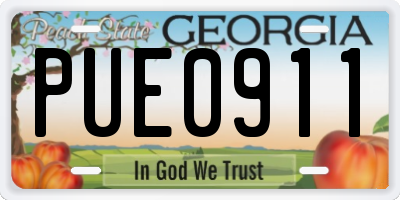 GA license plate PUE0911