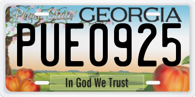 GA license plate PUE0925