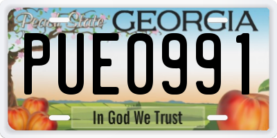 GA license plate PUE0991