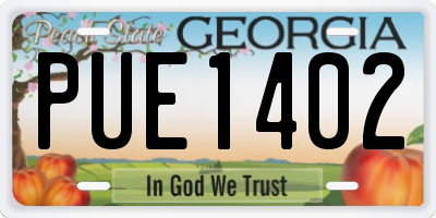 GA license plate PUE1402