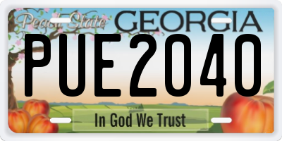 GA license plate PUE2040