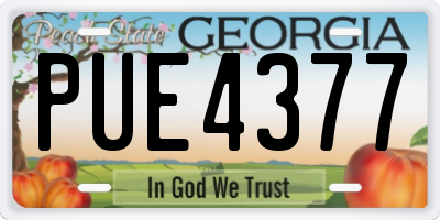 GA license plate PUE4377