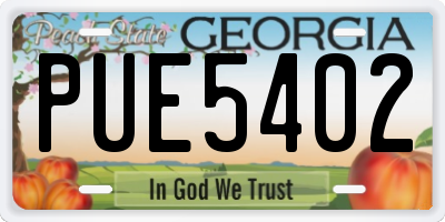 GA license plate PUE5402