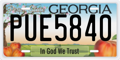 GA license plate PUE5840