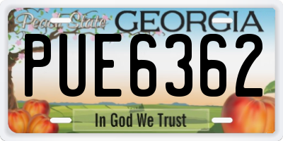 GA license plate PUE6362