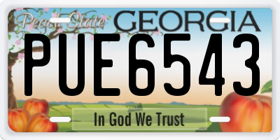 GA license plate PUE6543