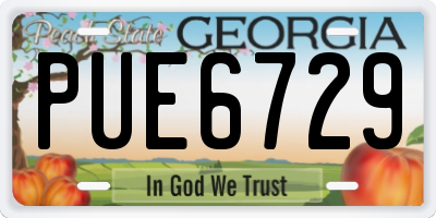 GA license plate PUE6729