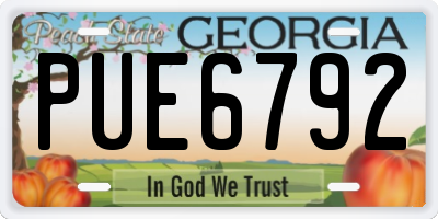 GA license plate PUE6792